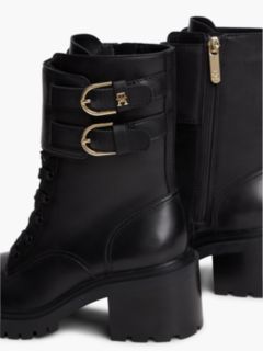 Heeled Leather Biker Boot — Black 6