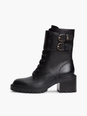 Женские ботинки Tommy Hilfiger Heeled Leather Biker Boot, цвет: Чёрный — фото 7