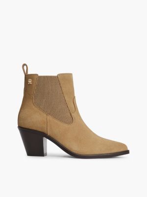 Suede Western Chelsea Ankle Boot, Safari Canvas