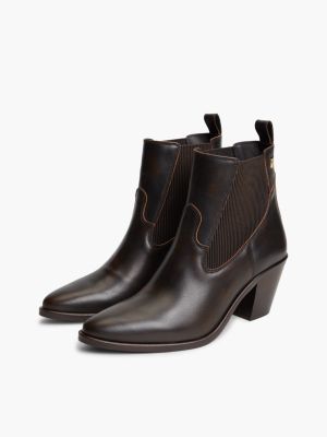 Женские ботинки Tommy Hilfiger Leather Western Chelsea Ankle Boot, цвет: Коричневый — фото 2