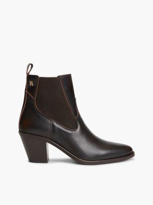 Leather Western Chelsea Ankle Boot, Brushed Brown