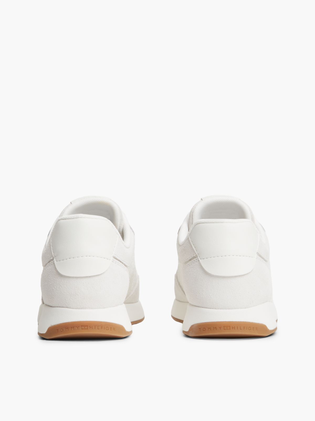 Monogram-Embossed Suede Runner Sneaker — Ecru