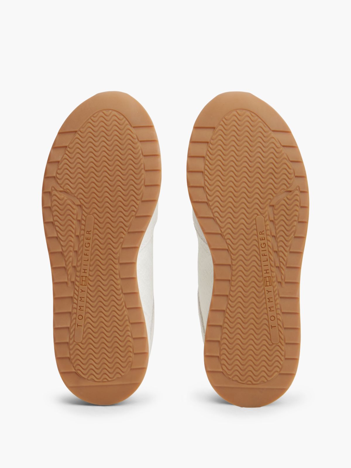 Monogram-Embossed Suede Runner Sneaker — Ecru