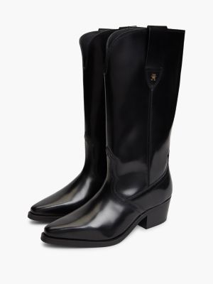 Женские ботинки Tommy Hilfiger Leather Western Boot, цвет: Чёрный — фото 2
