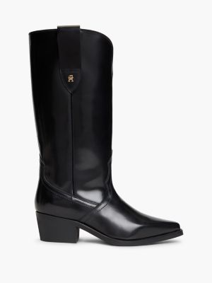 Leather Western Boot, Black