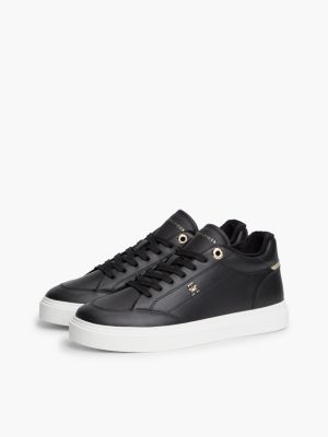 Женские кроссовки Tommy Hilfiger Fleece-Lined Leather Cupsole, цвет: Чёрный — фото 2