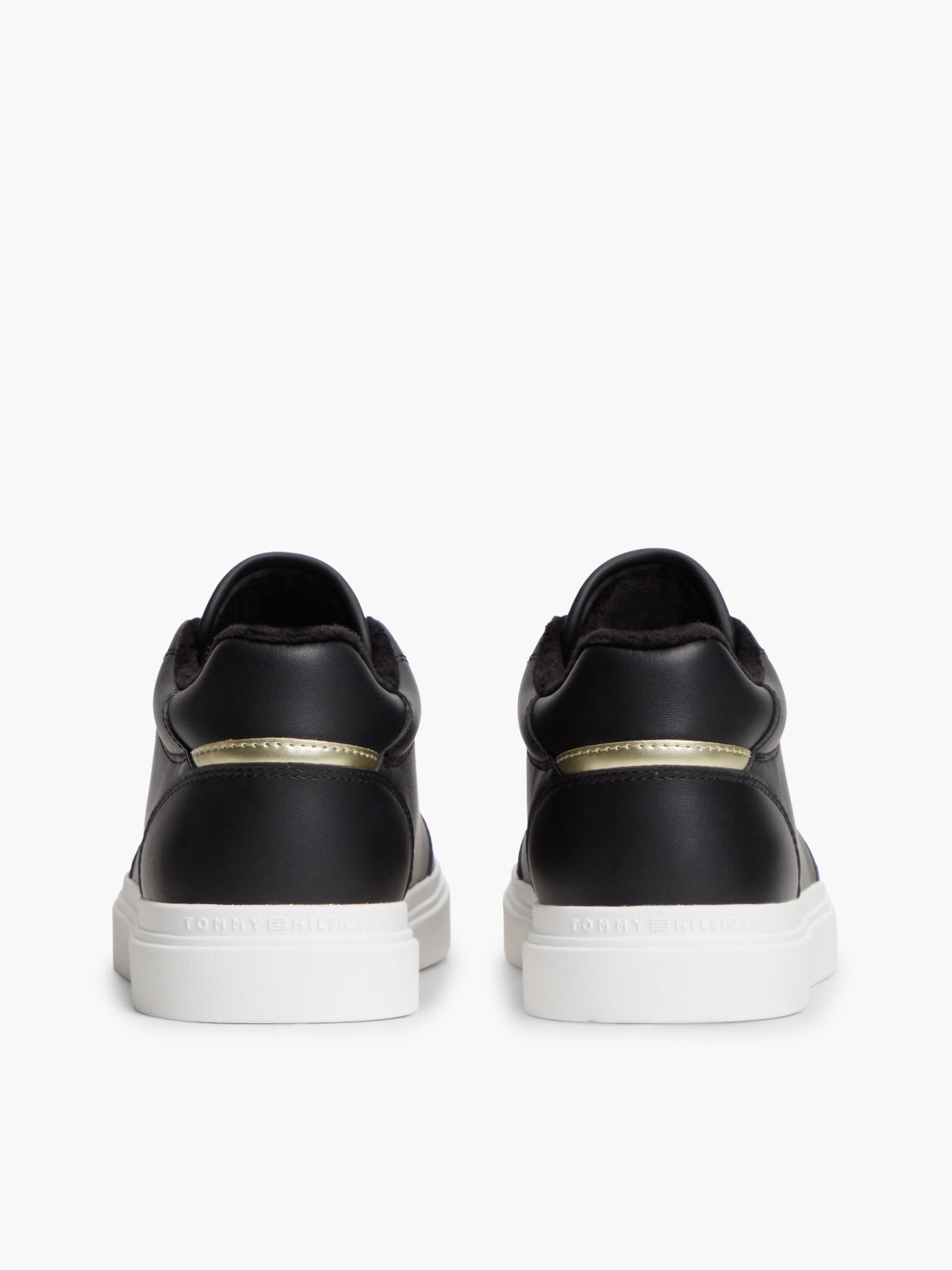 Fleece-Lined Leather Cupsole Sneaker — Black