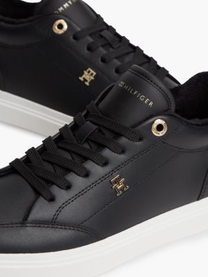 Женские кроссовки Tommy Hilfiger Fleece-Lined Leather Cupsole, цвет: Чёрный — фото 6