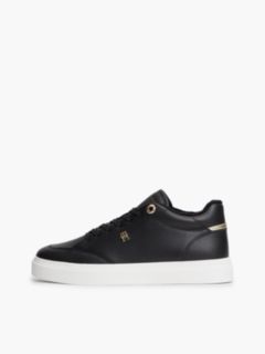 Fleece-Lined Leather Cupsole Sneaker — Black 7