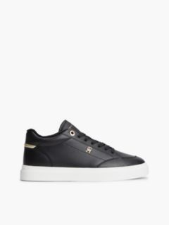Fleece-Lined Leather Cupsole Sneaker — Black 1