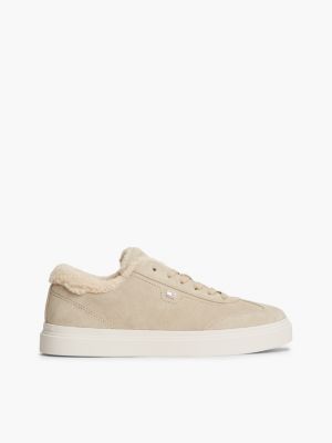 Fleece-Lined Suede Cupsole Sneaker, Horseradish