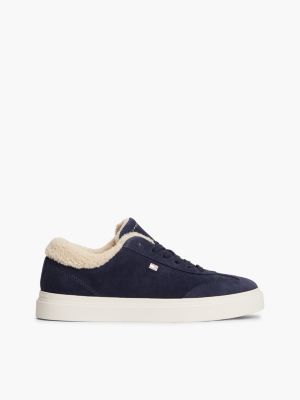 Fleece-Lined Suede Cupsole Sneaker, Space Blue
