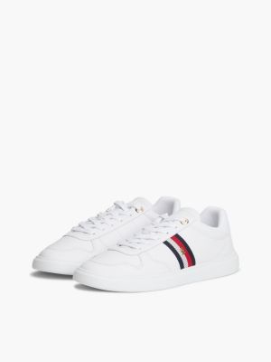 Женские кроссовки Tommy Hilfiger Signature Stripe Leather Court, цвет: Белый — фото 2