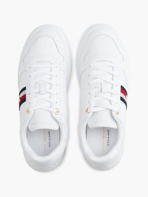 Женские кроссовки Tommy Hilfiger Signature Stripe Leather Court, цвет: Белый — фото 3