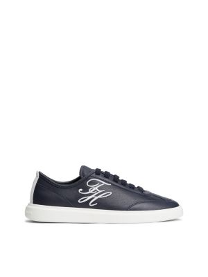 Script Monogram Leather Court Sneaker, Space Blue