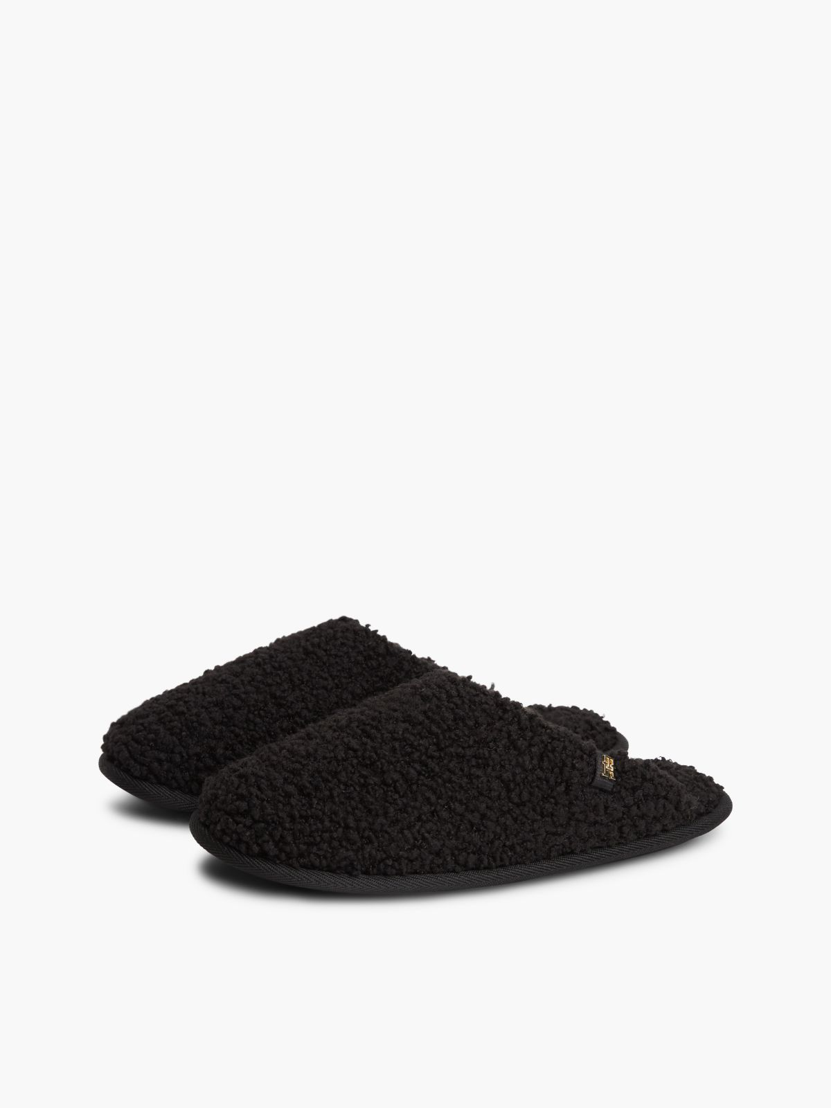 Faux Shearling House Slipper — Black