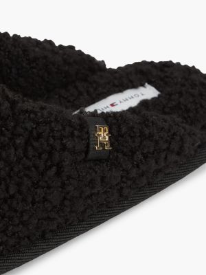 Женские тапочки Tommy Hilfiger Faux Shearling House Slipper, цвет: Чёрный — фото 6
