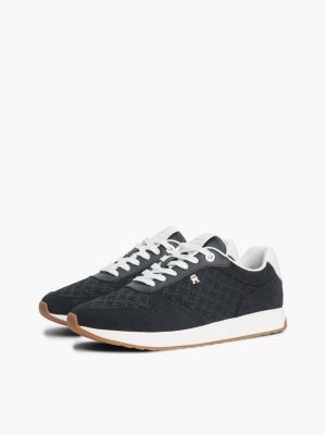 Женские кроссовки Tommy Hilfiger Monogram-Embossed Suede Runner, цвет: Космический синий — фото 2