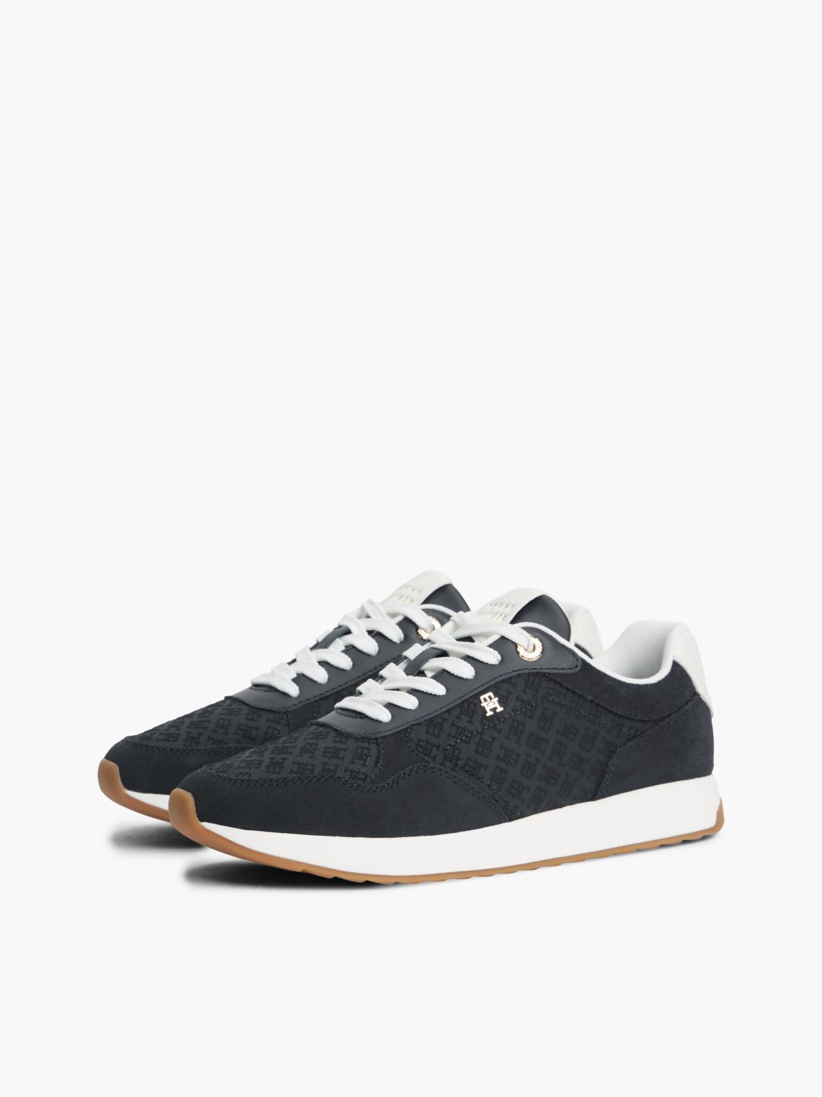 Monogram-Embossed Suede Runner Sneaker — Space Blue