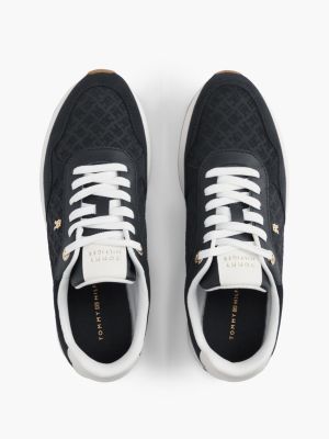 Женские кроссовки Tommy Hilfiger Monogram-Embossed Suede Runner, цвет: Космический синий — фото 3