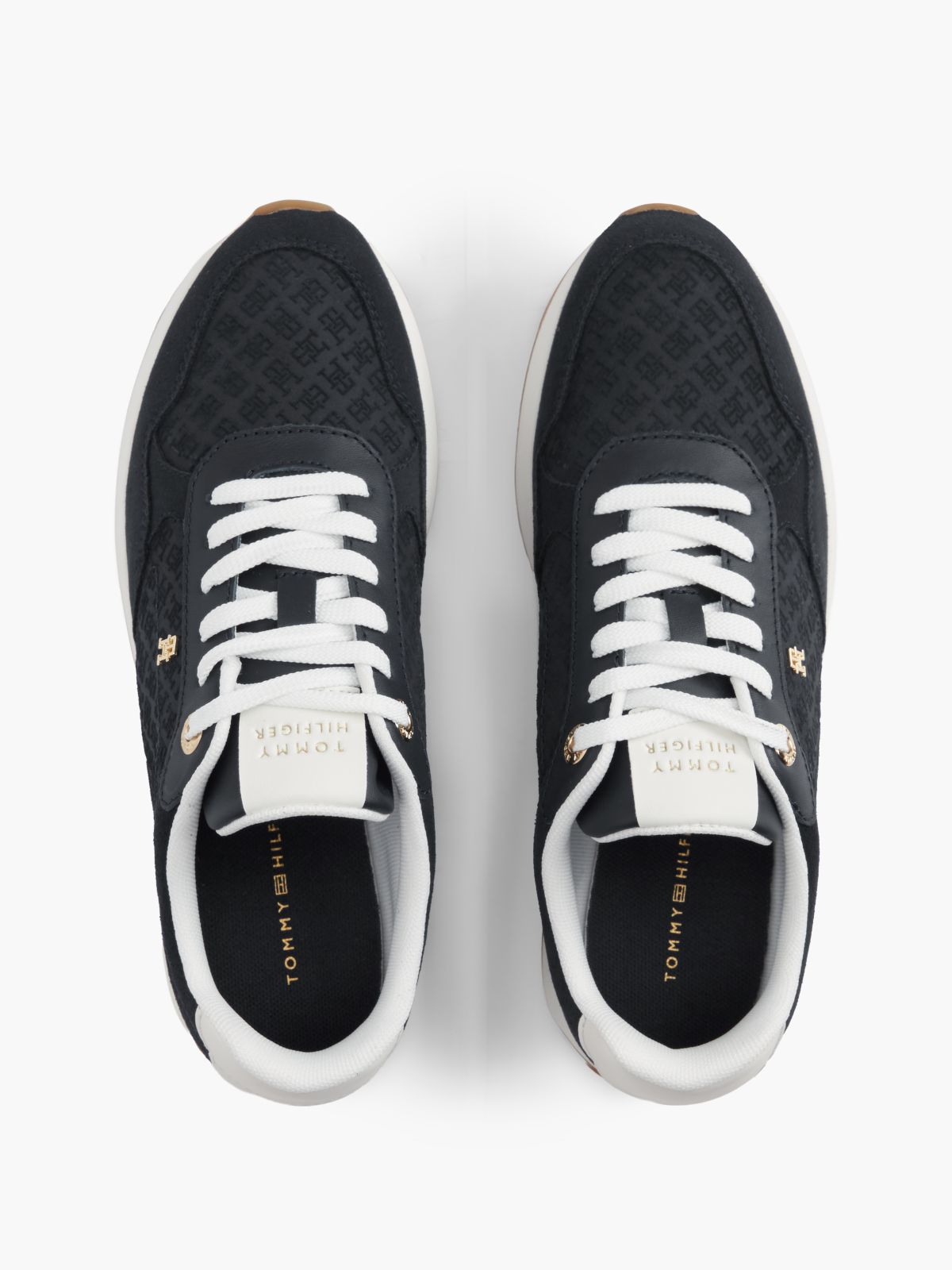 Monogram-Embossed Suede Runner Sneaker — Space Blue