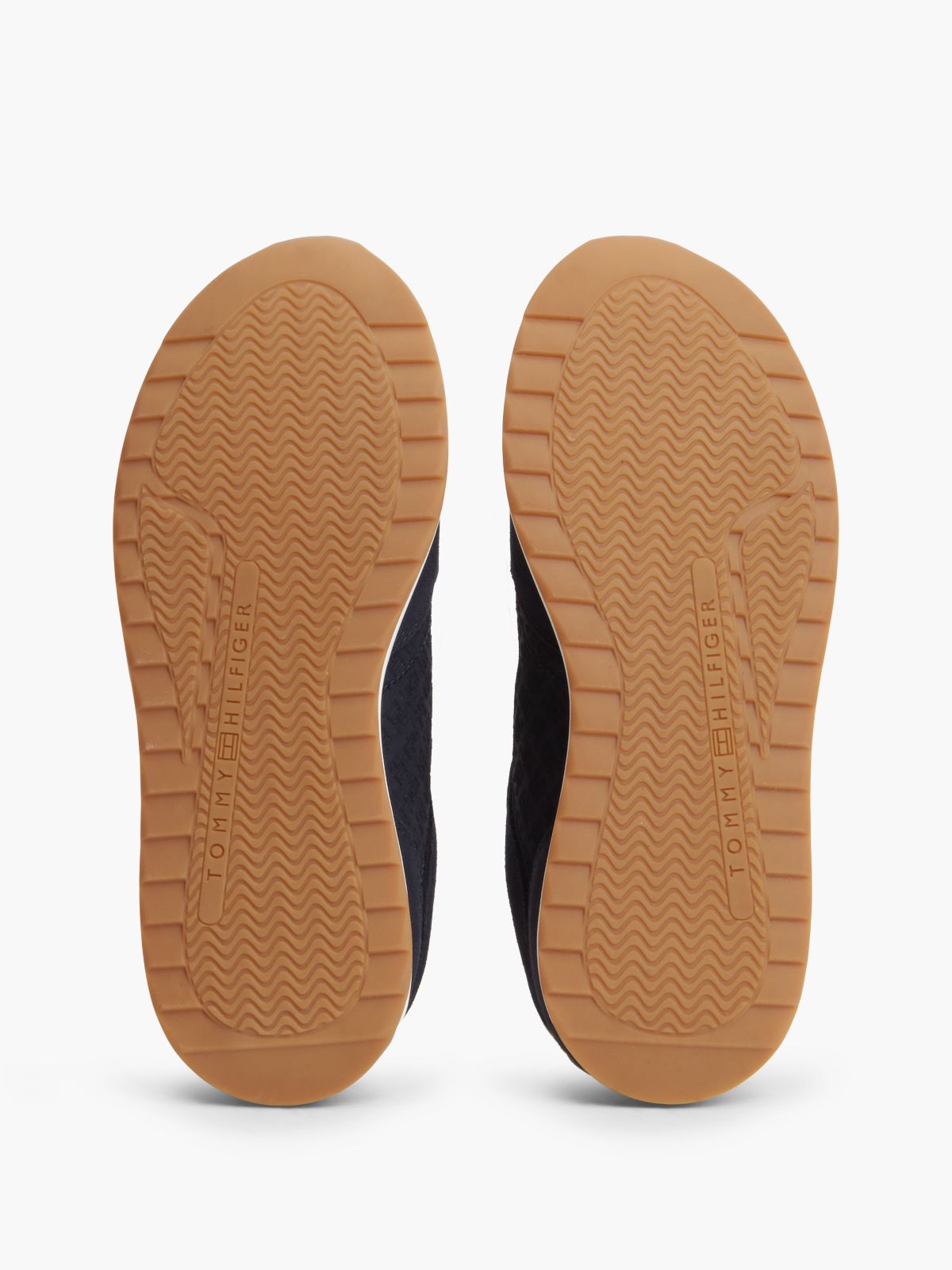Monogram-Embossed Suede Runner Sneaker — Space Blue