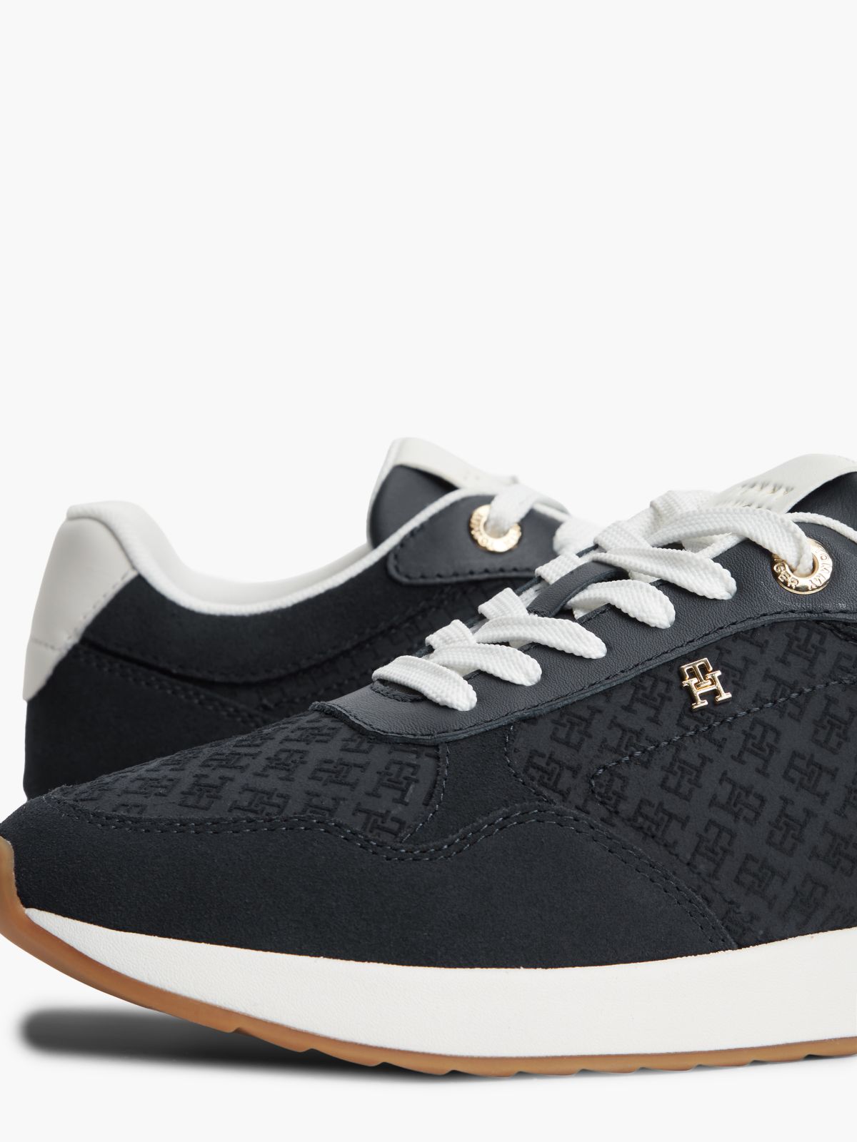 Monogram-Embossed Suede Runner Sneaker — Space Blue