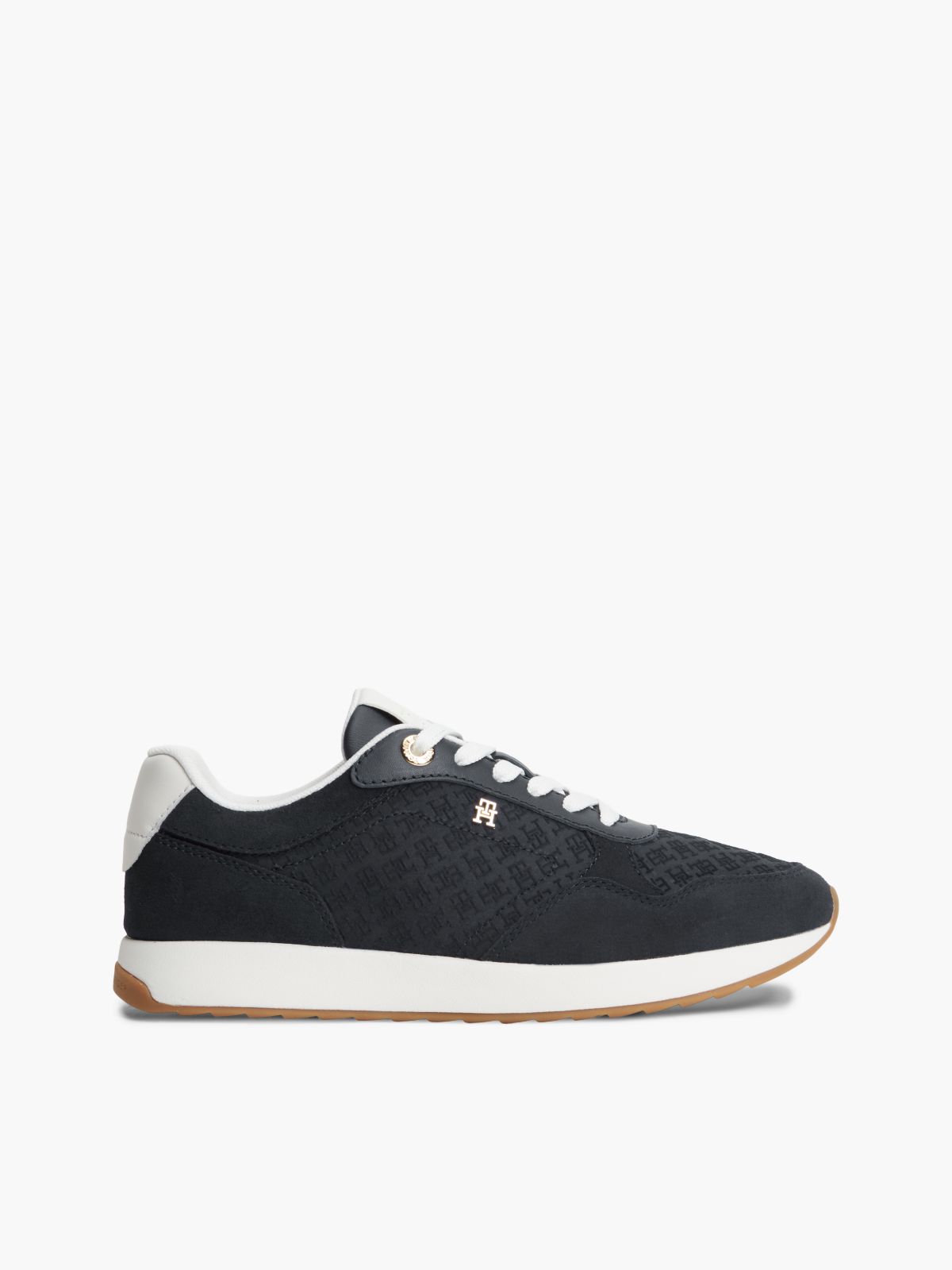Monogram-Embossed Suede Runner Sneaker — Space Blue