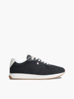 Monogram-Embossed Suede Runner Sneaker — Space Blue 1