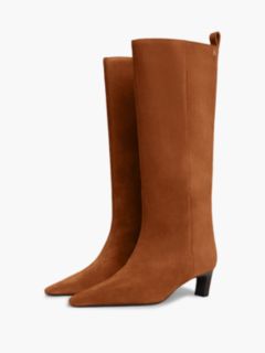 Knee-High Suede Kitten-Heel Boot — Ginger Clay 2