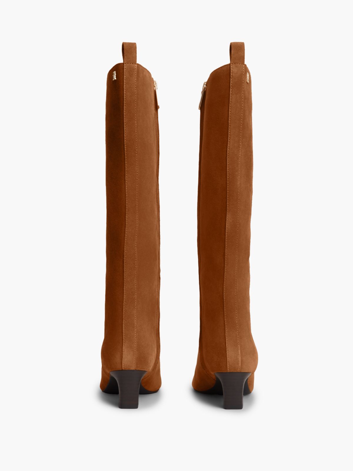 Knee-High Suede Kitten-Heel Boot — Ginger Clay