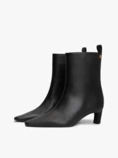 Leather Kitten-Heel Ankle Boot — Black 2