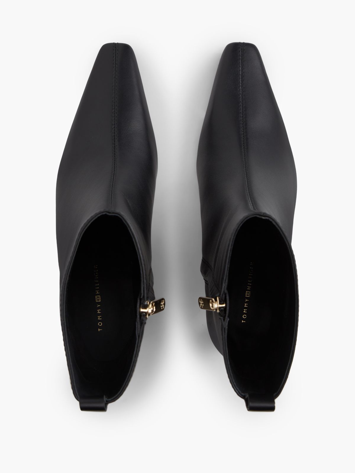 Leather Kitten-Heel Ankle Boot — Black