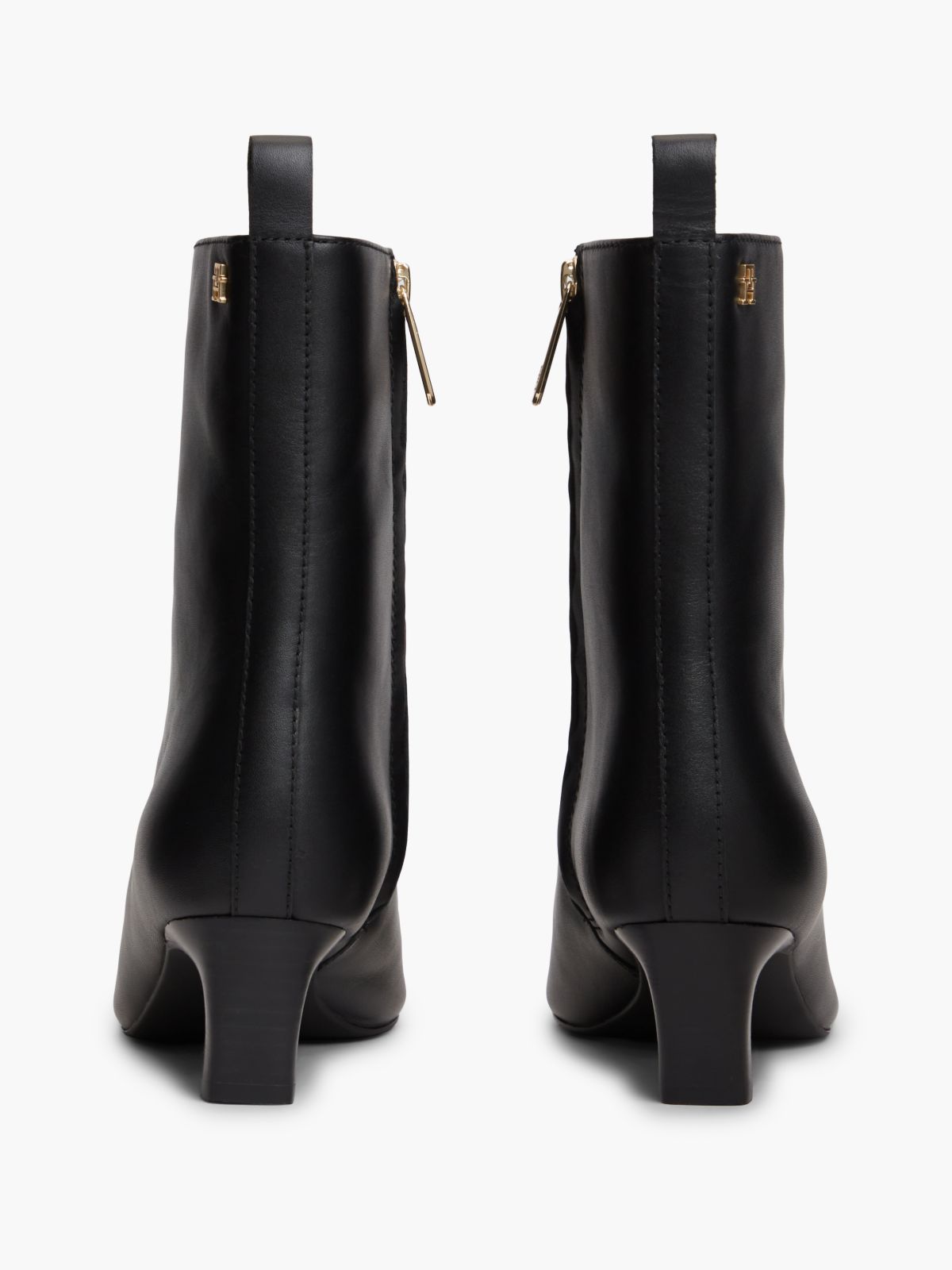 Leather Kitten-Heel Ankle Boot — Black