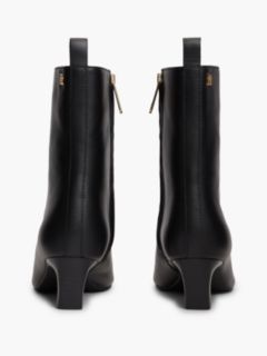 Leather Kitten-Heel Ankle Boot — Black 4