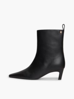 Leather Kitten-Heel Ankle Boot — Black 7