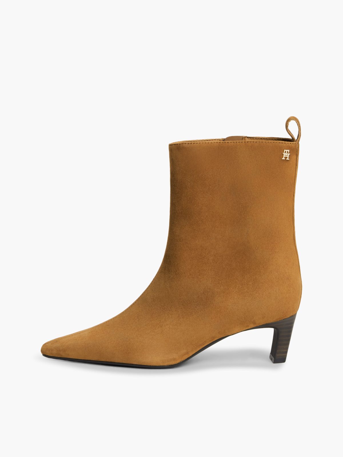 Suede Kitten-Heel Ankle Boot — Ginger Clay