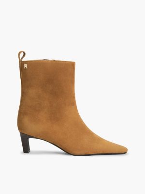 Suede Kitten-Heel Ankle Boot, Ginger Clay