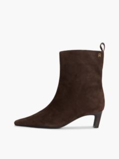 Suede Kitten-Heel Ankle Boot — Fondant Brown 7