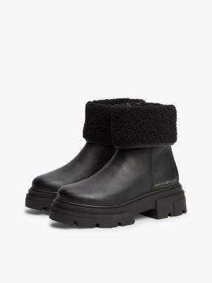 Женские ботинки Tommy Hilfiger Fold-Over Cuff Leather Ankle Boot, цвет: Чёрный — фото 2