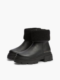 Fold-Over Cuff Leather Ankle Boot — Black 2