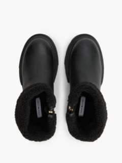 Fold-Over Cuff Leather Ankle Boot — Black 3