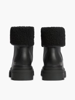 Женские ботинки Tommy Hilfiger Fold-Over Cuff Leather Ankle Boot, цвет: Чёрный — фото 4
