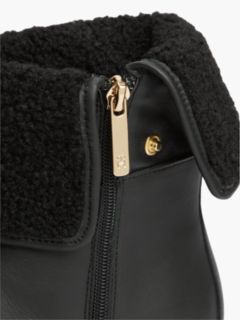 Fold-Over Cuff Leather Ankle Boot — Black 6