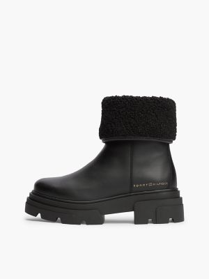 Женские ботинки Tommy Hilfiger Fold-Over Cuff Leather Ankle Boot, цвет: Чёрный — фото 7