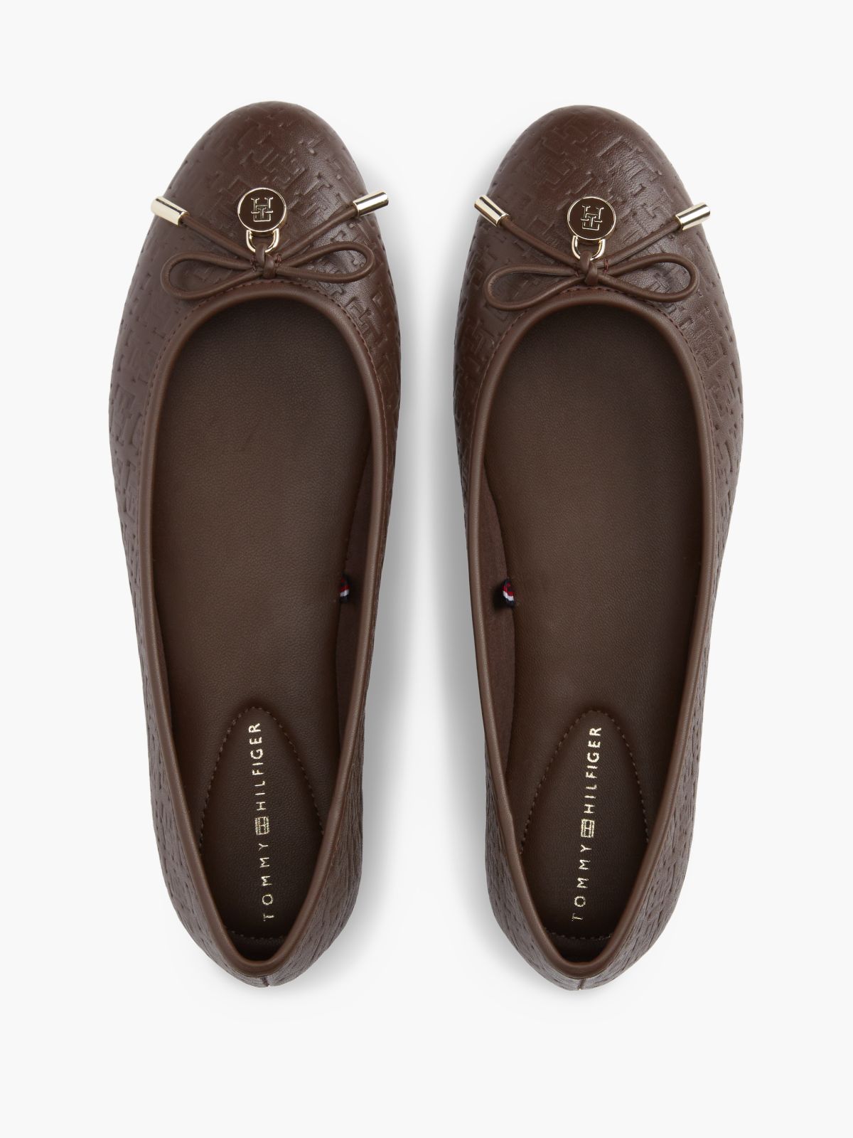 Monogram-Debossed Leather Ballet Flat — Cocoa