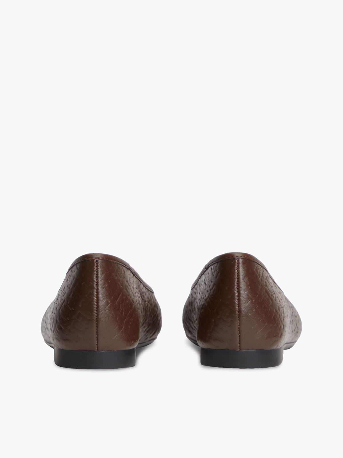 Monogram-Debossed Leather Ballet Flat — Cocoa