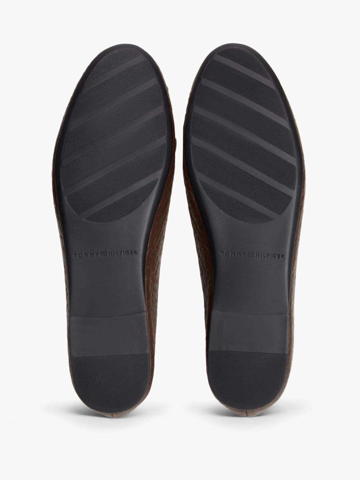Monogram-Debossed Leather Ballet Flat — Cocoa