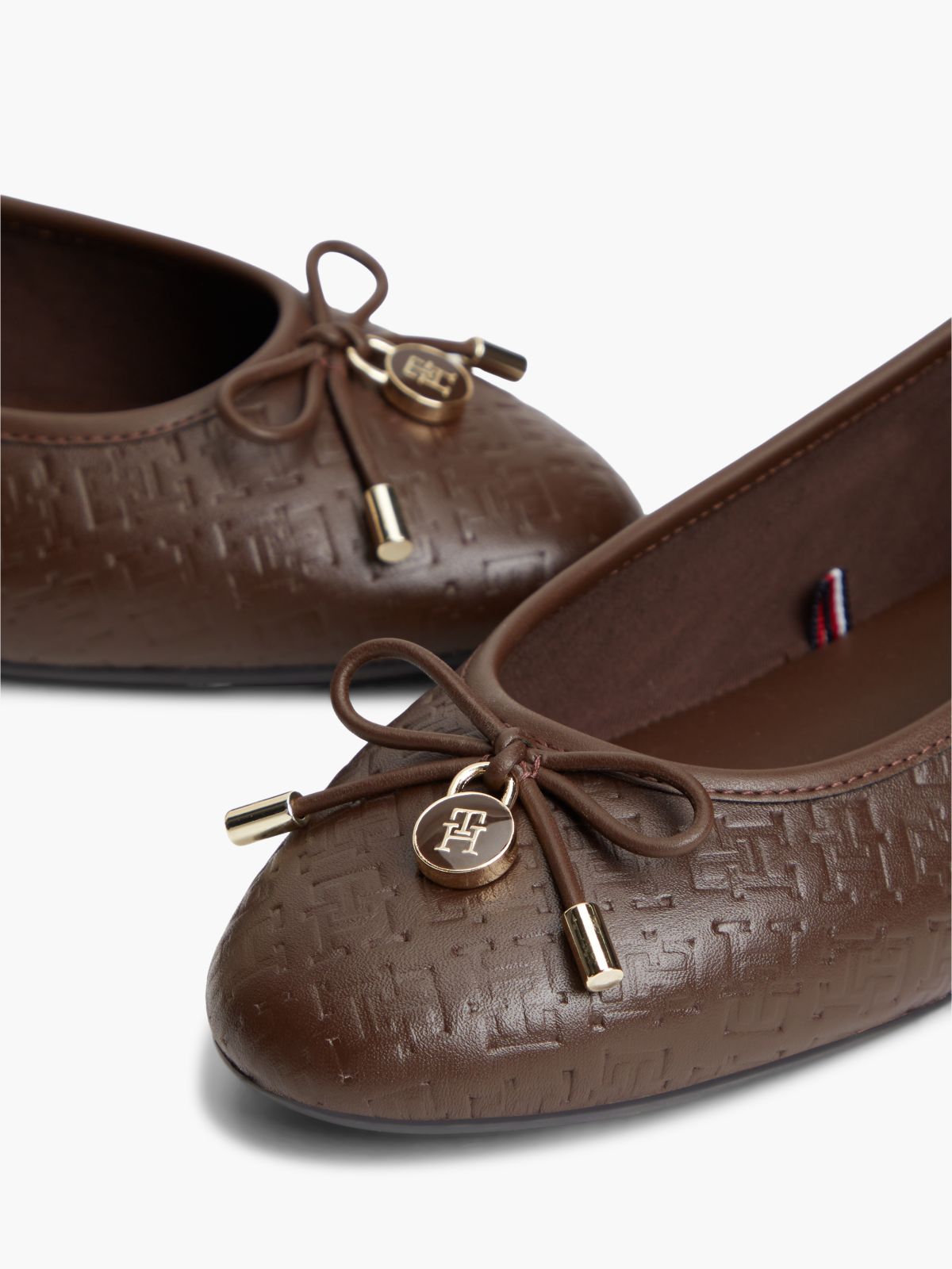 Monogram-Debossed Leather Ballet Flat — Cocoa
