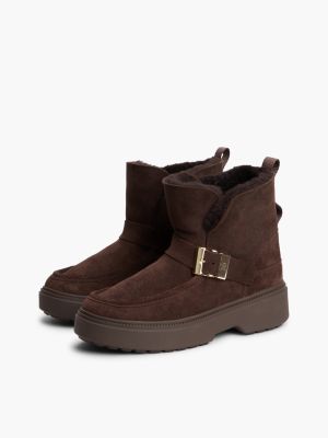 Женские ботинки Tommy Hilfiger Shearling & Suede Snow Boot, цвет: Коричневый — фото 2